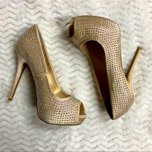 Jennifer Lopez blush diamond studded high heels